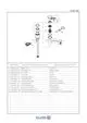 Kludi MX einhebelige Küchenarmatur mit verschiedenen Einzelteilen, darunter Hebel, Auslauf und Dichtungsset, auf einem technischen Diagramm dargestellt.